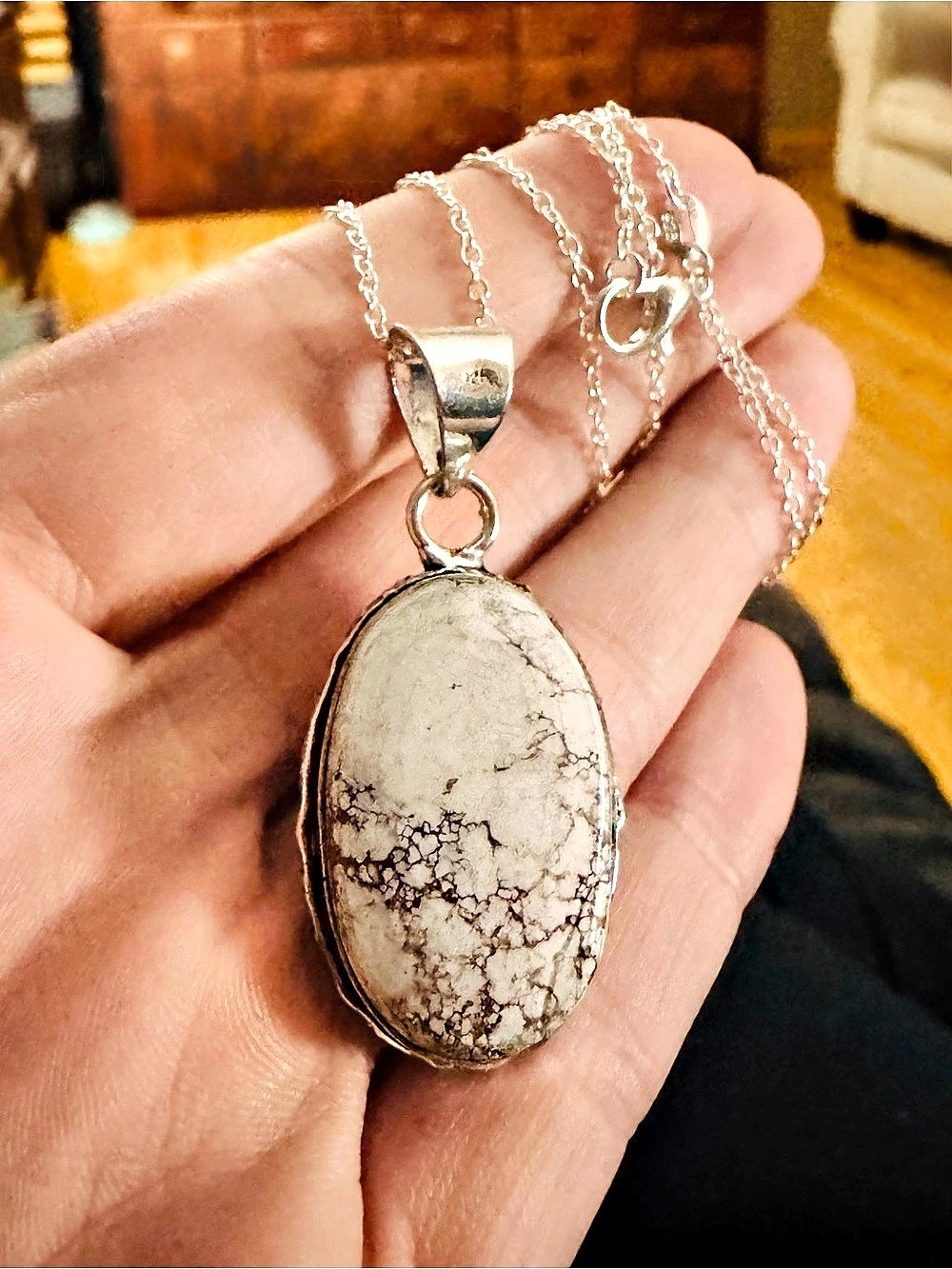 Sterling Silver Wild Horse Stone Pendant Necklace